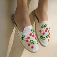 Load image into Gallery viewer, A woman wearing beautiful off white ladies shoes.