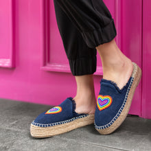 Load image into Gallery viewer, HeartBeat Espadrilles Dark denim Platforms
