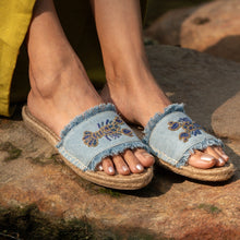 Load image into Gallery viewer, Lobster Denim Sandals Flats