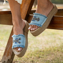 Load image into Gallery viewer, Lobster Denim Sandals Platform