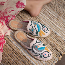 Load image into Gallery viewer, A woman wearing beautiful blush pink flats exclusive ladies shoes.