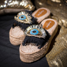 Load image into Gallery viewer, Glare Black Open-Toed Sandals Platform