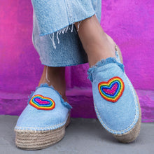 Load image into Gallery viewer, HeartBeat Espadrilles Light denim Platforms
