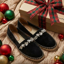 Load image into Gallery viewer, Aura Velvet Espadrilles - Black