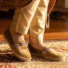 Load image into Gallery viewer, Aura Velvet Espadrilles - Tan