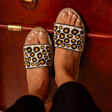 Load image into Gallery viewer, Cheetah Beaded Sandals Flats