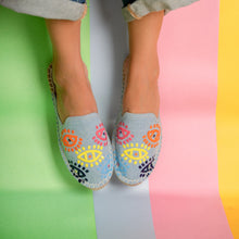 Load image into Gallery viewer, Joie Evil Eye Denim Espadrilles Flats