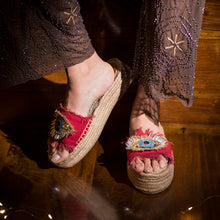 Load image into Gallery viewer, Glare Red Open-toed Sandals Platforms