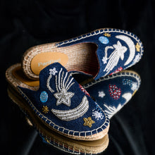 Load image into Gallery viewer, Starry Night Dark Denim Flats