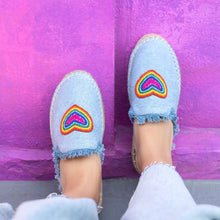 Load image into Gallery viewer, HeartBeat Espadrilles Light denim Platforms