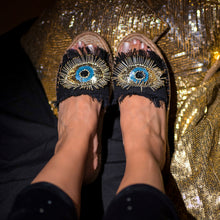 Load image into Gallery viewer, Glare Black Open-Toed Sandals Platform