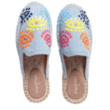 Load image into Gallery viewer, Joie Evil Eye Denim Espadrilles Flats