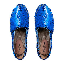 Load image into Gallery viewer, A cute picture of ladies shoes, Sitara Espadrilles Blue.