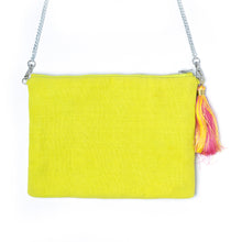 Load image into Gallery viewer, Back side Hamsa Bag Neon Green handbags for women kept on a white background.