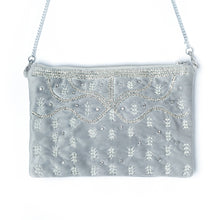 Load image into Gallery viewer, An elegant Kaira Silver Bag exclusive handbags for women kept on a white background.