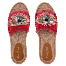 Load image into Gallery viewer, Glare Red Open-toed Sandals Flats