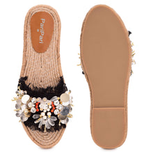 Load image into Gallery viewer, New York Black Open-toed Sandals Flats