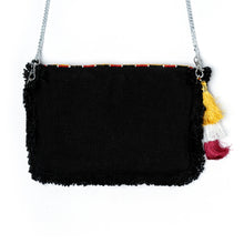 Load image into Gallery viewer, Back side Masai Bag Black handbags for women kept on a white background.