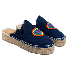 Load image into Gallery viewer, HeartBeat Espadrilles Dark denim Platforms
