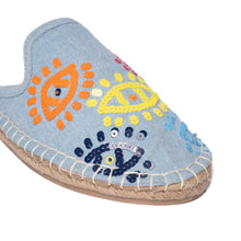 Load image into Gallery viewer, Joie Evil Eye Denim Espadrilles Flats