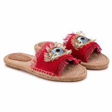 Load image into Gallery viewer, Glare Red Open-toed Sandals Flats