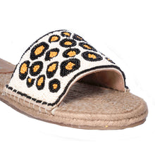 Load image into Gallery viewer, Cheetah Beaded Sandals Flats