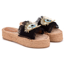 Load image into Gallery viewer, Glare Black Open-Toed Sandals Platform