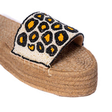 Load image into Gallery viewer, Cheetah Beaded Sandals Platforms