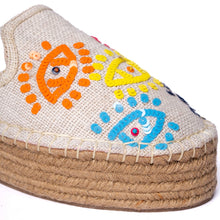 Load image into Gallery viewer, Joie Evil Eye Offwhite Espadrilles Platforms