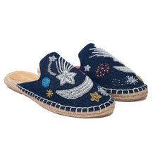Load image into Gallery viewer, Starry Night Dark Denim Flats