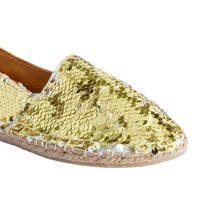 Load image into Gallery viewer, A zoomed one footwear for women picture of Sitara Espadrilles Gold.
