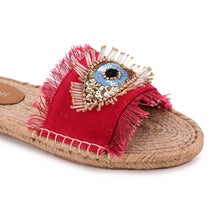 Load image into Gallery viewer, Glare Red Open-toed Sandals Flats