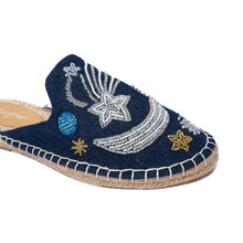 Load image into Gallery viewer, Starry Night Dark Denim Flats