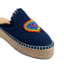 Load image into Gallery viewer, HeartBeat Espadrilles Dark denim Platforms