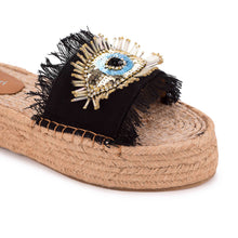 Load image into Gallery viewer, Glare Black Open-Toed Sandals Platform