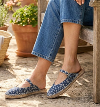 Load image into Gallery viewer, Floral denim mary janes