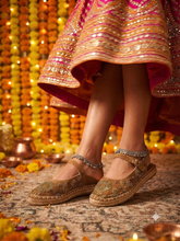 Load image into Gallery viewer, Chandbali Mary Janes Gold