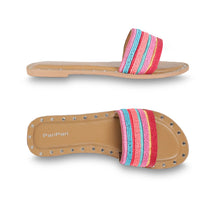 Load image into Gallery viewer, A pair of Funky Streak Sandals for Ladies, juttis for women against a white background