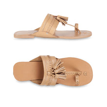 Load image into Gallery viewer, A pair of Trendy Tinsel Kolhs Sandal, juttis for women against a white background