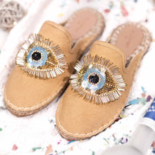 Load image into Gallery viewer, Image of Flirty Glare Espadrilles Sand Flat, Shoes for women on a white cloth