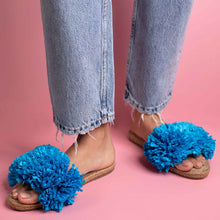 Load image into Gallery viewer, A feet of lady wearing a Rhim Jhim Sandals Blue-Open Toes Flats, footwear for women