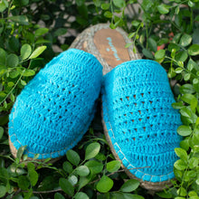 Load image into Gallery viewer, A picture of Croshia Blue Espadrilles flats on a green surface