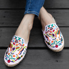 Load image into Gallery viewer, Feet of lady wearing a Diego Espadrilles Blush All Season Flat, heels for women