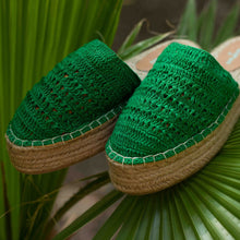 Load image into Gallery viewer, A pair of Croshia Green Espadrilles Platform showcasing footwear for women
