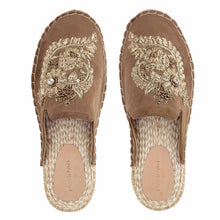 Load image into Gallery viewer, A pair of Ottoman Espadrilles Golden Party Footwear, juttis for women against a white background