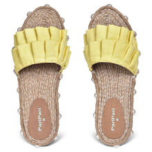 Load image into Gallery viewer, A pair of Majorica Sandals Yellow- Office Wear Ladies Footwear juttis for women against a white background