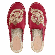Load image into Gallery viewer, A pair of Ottoman Espadrilles Burgundy Flat for Marriage, juttis for women against a white background