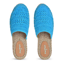 Load image into Gallery viewer, A pair of Croshia Blue Espadrilles Platform showcasing juttis for women against a white background