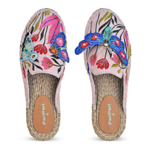 Load image into Gallery viewer, A pair of Papillon Espadrilles Flats showcasing juttis for women against a white background