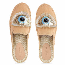 Load image into Gallery viewer, A pair of Womania Glare Espadrilles Sand Haut Platform, juttis for women against a white background